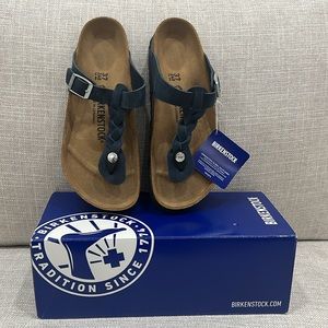 Birkenstock Women’s Gizeh Braided Navy Regular Fit Flip Flop Sandal Size 37 NWT